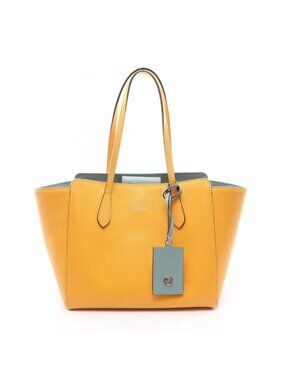Gucci Tote Swing Orange Yellow Light Blue Leather
